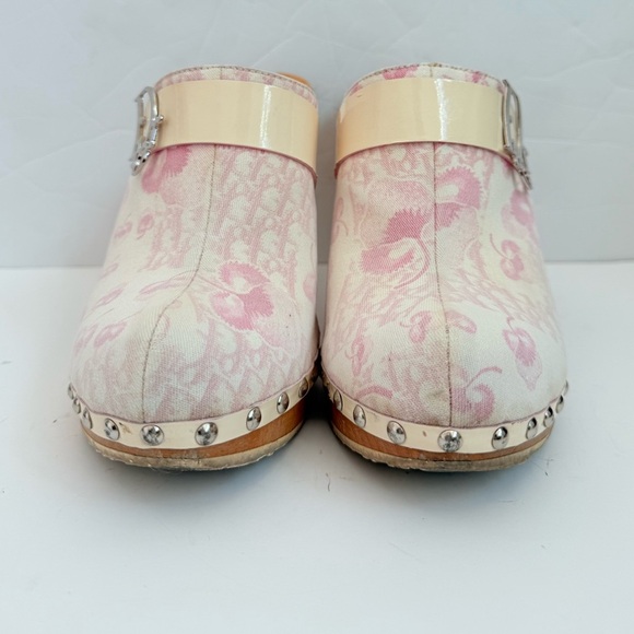 Christian Dior White Pink 2005 logo Monogram Romantique Trotter Mules clogs 40.5 - Picture 5 of 9
